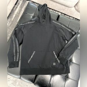 Women’s Black Lightweight Hoodie with Leather Detail